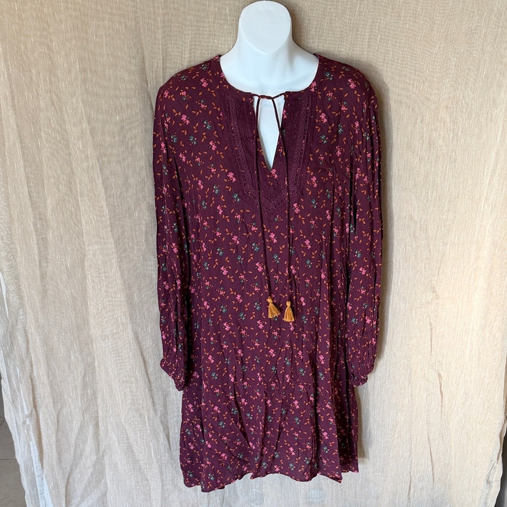 Matilda Jane Burgundy Floral Long Sleeve Dress